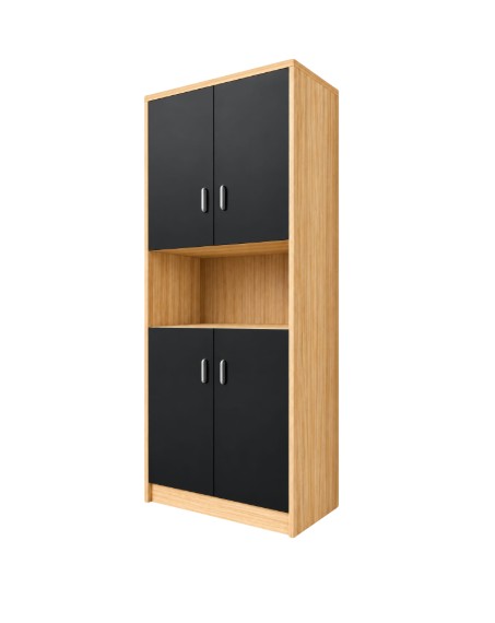 DIANA Modern Tall Storage Cabinet with Double Doors and Open Display Shelf 1 DIANA Modern Tall Storage Cabinet with Double Doors and Open Display Shelf